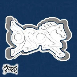 Christmas | New Year cookie cutters - 2026 calendar sign with a horse — the symbol of the year (style 5)