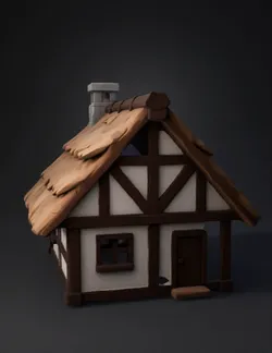 cottage glb Low poly stylized medieval game asset single object Y