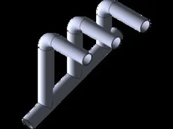 Piping system - 90 degrees elbows, one collector