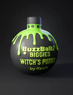 round potion bottle with neon green drips and Witch s Potion branding