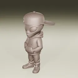 🛸 Urban Alien Figurine – Streetwear Sci-Fi Character | STL File
