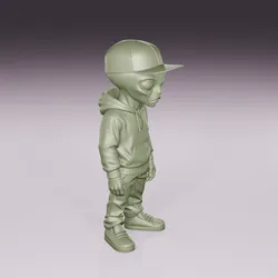 🛸 Urban Alien Figurine – Streetwear Sci-Fi Character | STL File