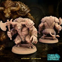 Asterion - Minotaur - DND character, NPC monster, fantasy miniature, beast mini, 28mm and 32mm scale
