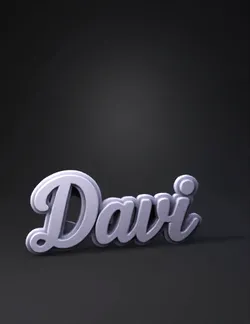 blue script sign with white outline spelling Davi
