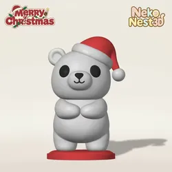 Characters & Creatures STL Descărcare - Christmas Bear Buddy | Santa Bear - NekoNest3D
