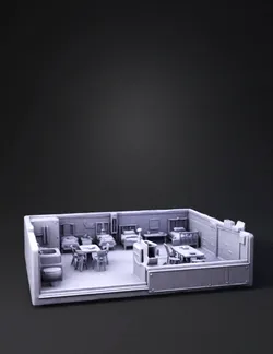 Create a simple detailed model of underwater base for 10 people Creat