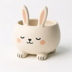 Cute Bunny Planter – Kawaii 3D Printed Rabbit Pot | Desk Container for Plants & Accessories