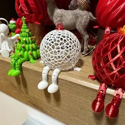 Filigree Sphere Shelf-Sitter Ornament with Articulated Legs - Filigree Sphere Shelf-Sitter Ornament with Articulated Legs