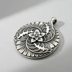 Floral Pendant — Jewelry Medallion with Acanthus Ornament