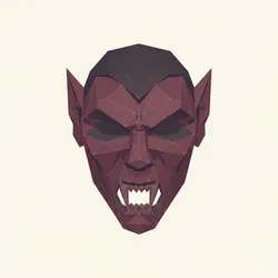 Low-poly vampire mask with fangs - Halloween, spooky, scary, horror, creepy, haunted, October 31, trick or treat, pumpkin, jack o’ lantern, jackolantern, ghost, skeleton, skull, zombie, witch, vampire, monster, mummy, Frankenstein 3D Model
