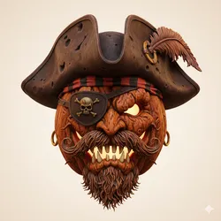 Pumpkin pirate mask - Halloween, spooky, scary, horror, creepy, haunted, October 31, trick or treat, pumpkin, jack o’ lantern, jackolantern, ghost, skeleton, skull, zombie, witch, vampire, monster, mummy, Frankenstein 3D Model