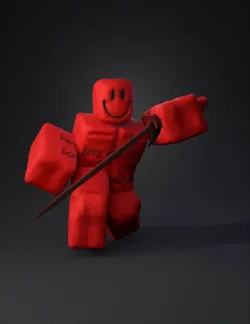 red blocky humanoid character with sword