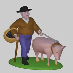 Santon truffier and his pig