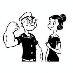 Sculptures & Artworks STL تنزيل - Popeye – Sailor and Sweetheart Silhouette - StudioZee3D