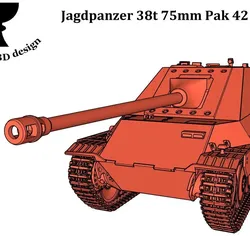 Vehicles & Machinery STL تنزيل - Jagdpanzer 38t 75mm Pak 42 L70 1-35 - Chalice 3D design
