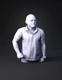 adult male figure wearing a black polo shirt