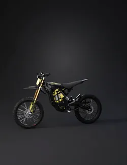 electric dirt bike with black frame neon yellow panels large knobby