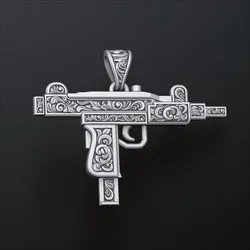 Stylized Gun v4 Pendant With Ornaments 3D print model