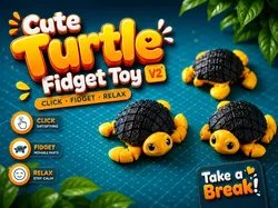 Tortuga Linda Juguete Antiestrés V2 | Impresión Flexible en su Lugar - Modelo de impresión 3D gratuito