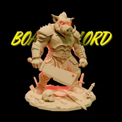 Boar Warlord Figurine STL – Armored Beast Commander
