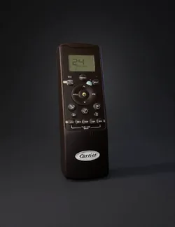 remote control unit with black plastic housing gray circular controls