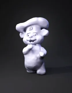 white blob humanoid toy with rounded limbs and soft texture pink blus