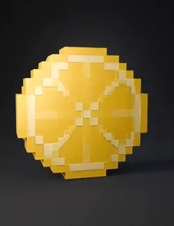Create a low poly 3D model of a lemon slice in a Minecraft inspired vo