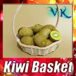 Kiwi Fruit in Basket 3D model