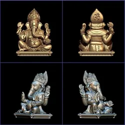 🔥 Lord Ganesha Seated with Sacred OM Symbol STL | 1.75 Inch High-Ornamentation Idol 🕉️🔔