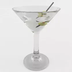 Martini glass with olives 3D model