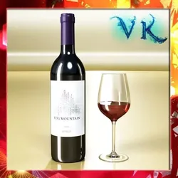 Red Wine Bottle Fog Mountain and Cup 3D model