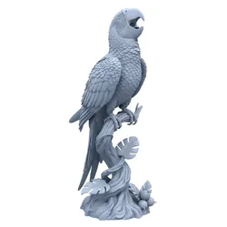 Tropical Macaw Parrot Miniature | Jungle Bird Statue 3D Printable Model STL