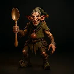 Whimsical Goblin Cook with Giant Spoon – Fantasy Miniature | 3D Printable Figurine for Tabletop