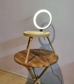 2-tier wooden table/nightstand with futuristic light
