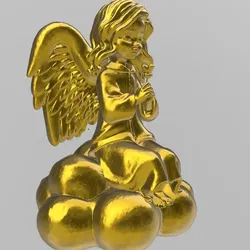 Angel with flower on a cloud