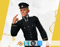 Cartoon Police Officer in Uniform