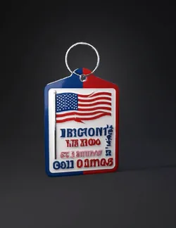 Create a key chain tag with rounded edges Include the American flag w