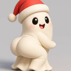 👻 Cute Twerking Christmas Ghost – 3D Printable Model