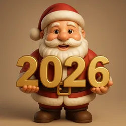 Santa Holding “2026” Sign – 3D Printable Model