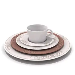 Table Set Of Plates And A Cup 3D model