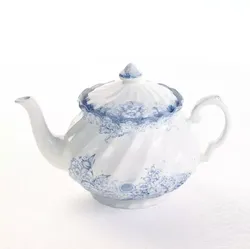 White Blue Porcelain Teapot 3D model