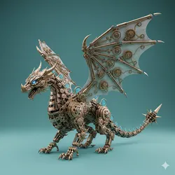 Gear-Wing Dragon – Mechanical Dragon Creature – Fantasy STL Figure – 3D Print Mini – RPG Monster