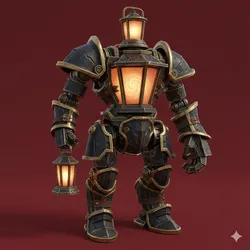 Lantern-Chest Golem – Glowing Stone Construct – Fantasy STL Model – 3D Print Miniature – Tabletop Creature