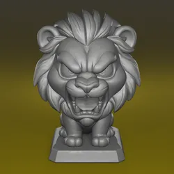 Angry Chibi Lion – Stylized 3D Printable Figurine