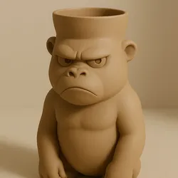 Angry Gorilla Planter – Cute Gorilla Flower Pot – 3D Printable STL