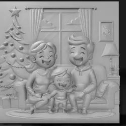 Fișiere pentru imprimante 3D | Fișier 3MF | Cozy Christmas with family cartoons