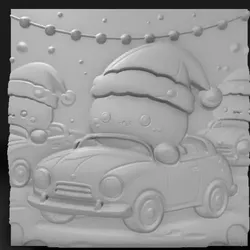 Fișiere pentru imprimante 3D | Fișier 3MF | Cute cartoon Christmas cars wearing Santa hats