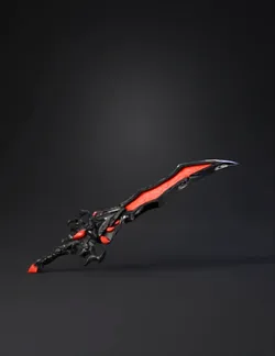 ornate dagger with black and red motif fantasy weapon featuring a cur