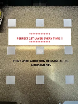Perfect 1st layers! Ender 3 v2, Ender 3S1, Ender 3S1 Pro - 3x3 Calibration Bed Leveling Squares optimized for Professional firmware with UBL
