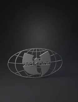 Wu Tang Clan logo with circular globe grid in red